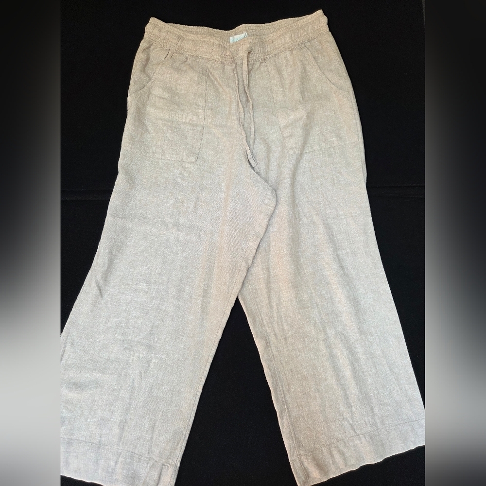 Cynthia Rowley Womens Size Large Pants Tan Beige Linen "No Material Tag!"